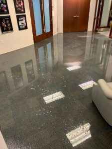 water leak office building